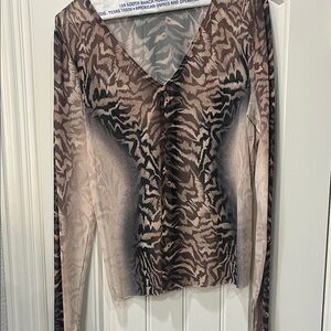 AFRM Brown and Black Animal Print Blouse